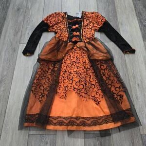 Girls Orange Witch Costume black beautiful dress size girls medium